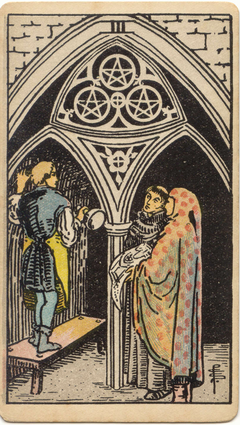 Three of Pentacles, upright