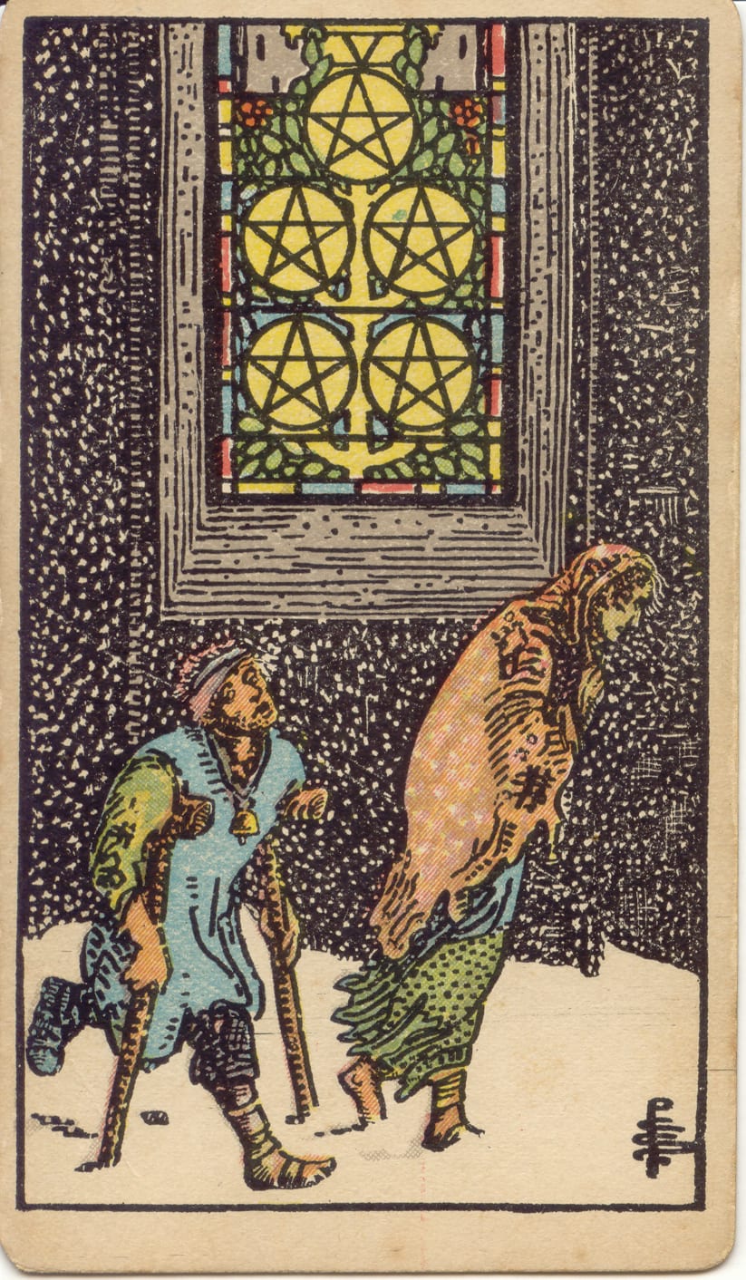Five of Pentacles, upright