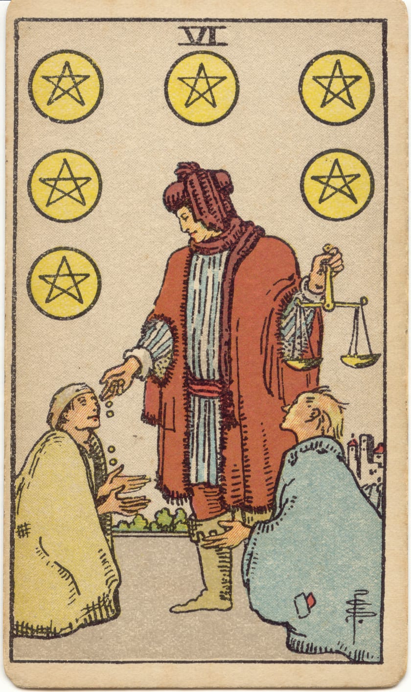 Six of Pentacles, upright