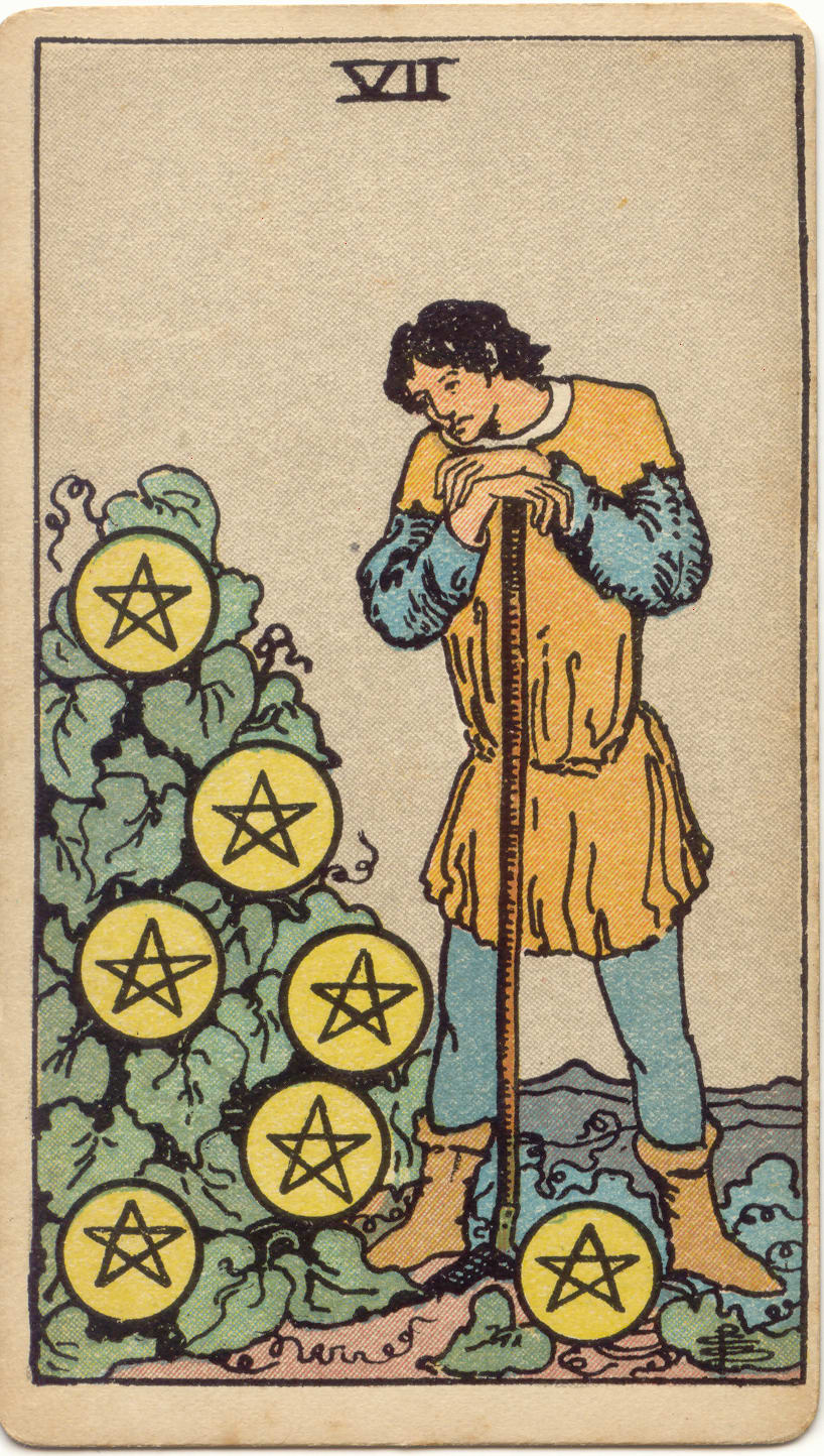 Seven of Pentacles, upright